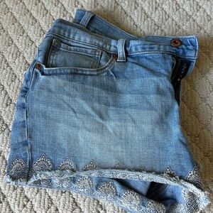 Lucky Brand Denim Shorts with Embroidered Hem